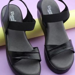 D'LORZERI Women's Black Sling Back Wedges-image-8