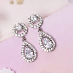 Zavya 92.5 Sterling Silver Crystal Cascade Drop Earrings for Women-image-50