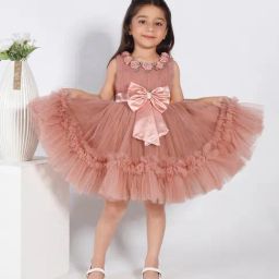 Ministitch Girls Brown Solid Frock-image-31