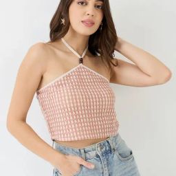 Globus Pink Regular Fit Self Pattern Crop Top-picture-13
