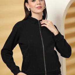 Juelle Women Solid Mock Collar Sweatshirt-image-86