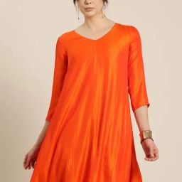 Qurvii Desi Orange A Line Dress-image-19