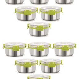 Magnus Green Plastic Airtight Leakproof Storage Container - Set of 12-45