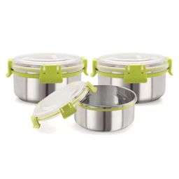 Magnus Green Plastic Airtight Leakproof Storage Container - Set of 3-13