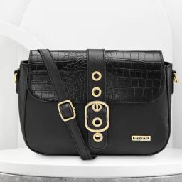 Fastrack Black Textured Medium Sling Handbag-12
