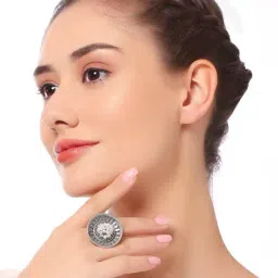 OOMPH Silver Oxidised Cocktail Rings-image-99