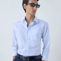 WES Formals by Westside Blue Stripe Patterned Slim-Fit Cotton Shirt-picture-42