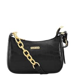 Fastrack Black Textured Medium Sling Handbag-77