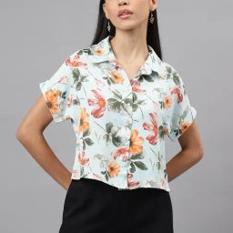 Latin Quarters Green Floral Print Shirt-image-84
