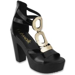 Catwalk Women's Wall St Boho Chic Black Ankle Strap Sandals-image-65
