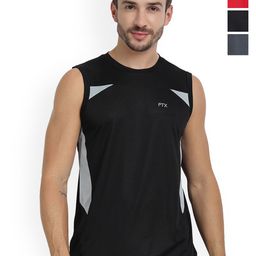 FTX Pack Of 4 Colourblocked Round Neck Gym Vests-picture-40