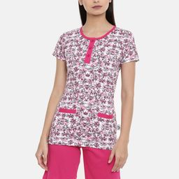 zebu Women Pink & White Printed Night suit-image-5