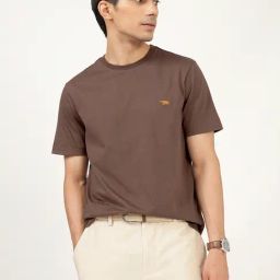 Andamen Brown Regular Fit Solid Crew Neck T-Shirt-picture-21