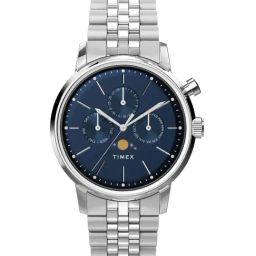 TIMEX MARLIN Blue Round Dial Analog Moon Phase Mens Watch - TWEG26802-61