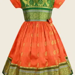 Wish Karo Kids Orange Self Frock-picture-43