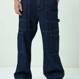 Bewakoof Blue Straight Fit Solid Carpenter Jeans-picture-41