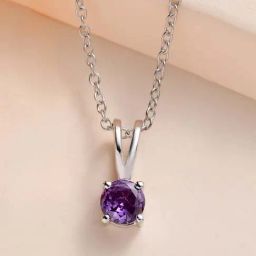 Ornate Jewels 92.5 Sterling Silver Amethyst Solitaire Necklace For Women-image-65