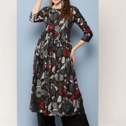 Aarika Black Floral Print A Line Kurta-image-17