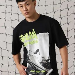 Hubberholme Black Cotton Boxy fit Print T-Shirts-image-96