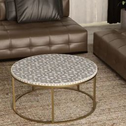 Casagold Floral Vegan Bone Inlay Coffee Table With Stand - Grey-image-32
