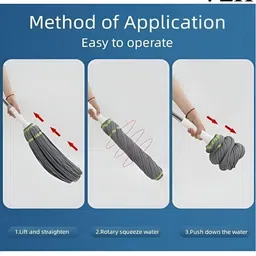 upkaranwale Grey & Green Self-Wringing Twist Mop With Long Handle image 5