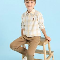 U.S. Polo Assn. Kids Boys Classic Opaque Checked Casual Shirt-image-64