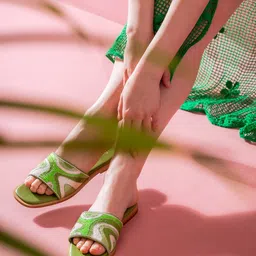 Saint G Embellished Leather Open Toe Flats-picture-51