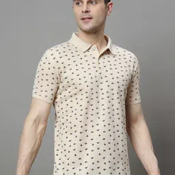 HUSHBUCKS Men Printed Polo Collar Applique T-shirt-image-91