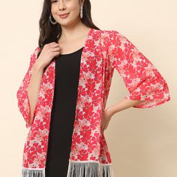 CORSICA Women Printed Tasselled Shrug-16