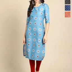 Anouk Rustic Selection Of 4 Floral Printed Round Neck Straight Kurtas-42