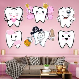 Zyozi I Got My First Tooth Cardstock Cutout With Gluedot  First Tooth Decoration Pink - Pack of 7-image-95