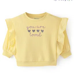 Babyoye Eco Conscious 100% Cotton Love Foil Printed Full Sleeve Sweatshirt- Lime Yellow-picture-26