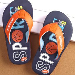 Cute Walk by Babyhug Slip On Flip Flops with Basketball Print- Blue-image-96