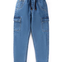 Babyhug With Stretch Full Length  Denim Washed Jeans - Light Blue-image-18