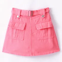 Kookie Kids Knee Length Skirt with Pockets - Peach-picture-30