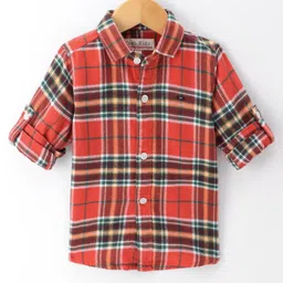 Jash Kids Cotton Woven Full Sleeves Checkered Shirt - Red-picture-49