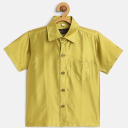 THANGAMAGAN Viscose Half Sleeves Soild Lining Shirt - Pista Green-image-99