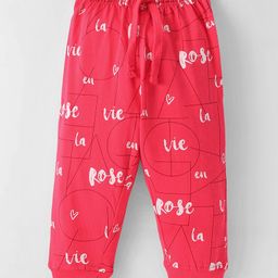 Doreme Single Jersey Knit Full Length Legging with Text Print - Coral-image-26