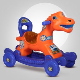 Toy Plus Dragon Baby Push Ride On and Rocker - Blue Orange-16