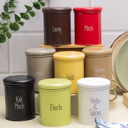 VONCASA Metal Spice Jar Set Of 8 Pcs (Each 300 ml)-11