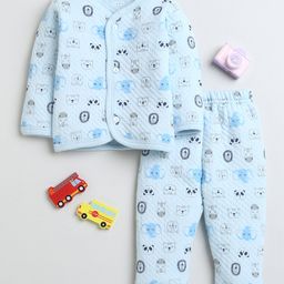 BUMZEE Full Sleeves Animal Printed Winter Wear Coordinating Set - Sky Blue-picture-25
