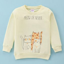 Tango Sinker Knit Full Sleeves T-Shirt With Kittens Print - Cream-image-48