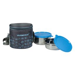 Varmora Homeware SS Executive Printed Assorted Lunch Box For College - Set Of 2- Blue-image-61