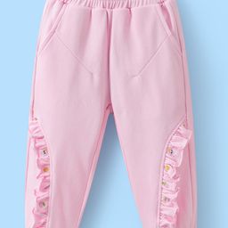 Mark & Mia Full Length Cotton Trouser With Frill Detailing - Pink-image-67