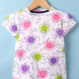 Doreme Cotton Knit Half Sleeves Top With Girls Wanna Have Fun Text Print - Lavender-picture-19