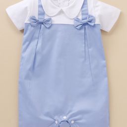 Mark & Mia Knit Half Sleeves Romper with Bow Applique - Light Blue-image-91