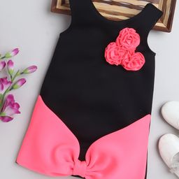 TINY MINY MEE Sleeveless Floral & Bow Applique Detailed Dress - Black-image-22