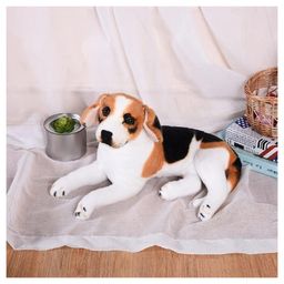 Tickles Laying Beagle Dog Soft Stuffed Plush Animal Toy for Kids Boys & Girls Birthday Gifts (Color: White & Brown Size: Length 80 cm)-image-61