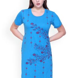 TRUDO Women Floral Printed Round Neck Cotton Oversized T-shirt-image-24