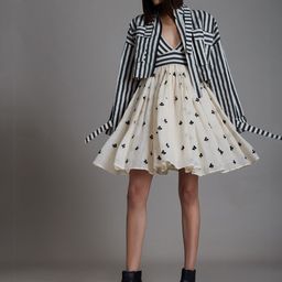 MATI Striped Linen Fit & Flare Dress With Shirt-image-33